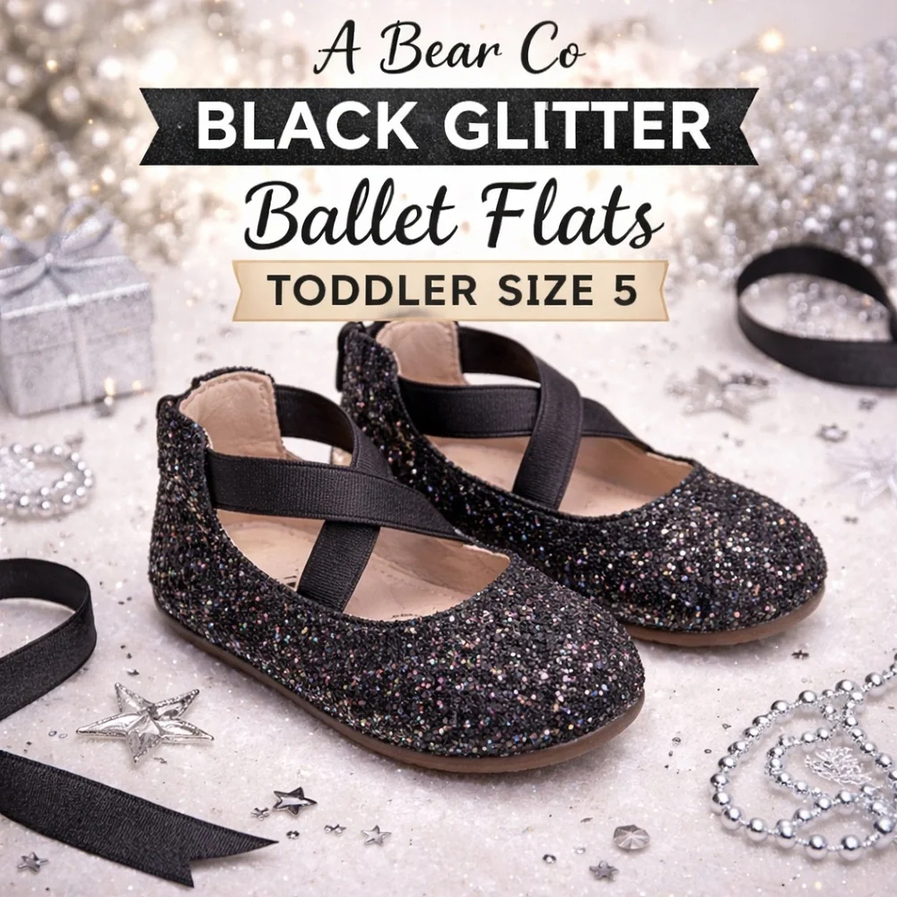A Bear Co. Black Glitter Sprinkled Ballet Flats Toddler Size 5